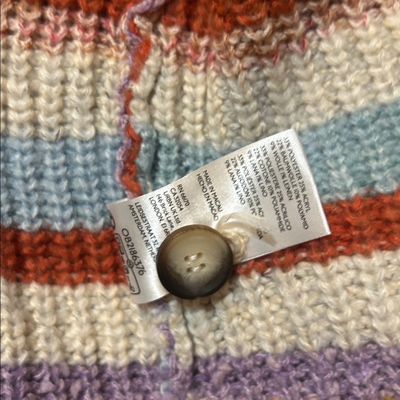 Pilcro Ribbed Multi-Stripe Cardigan Sweater size M EUC - Picture 5 of 6